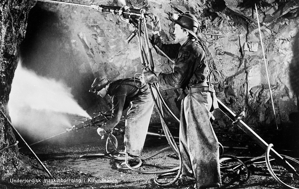 Miners in the Kirunavaara mine, Kiruna, Lappland, Sweden
