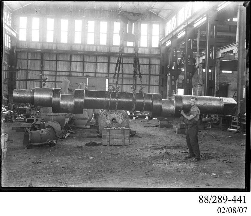 Photograph of large crankshaft forging